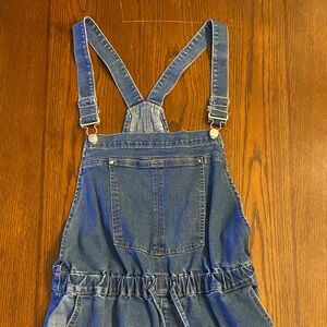 Almost Famous Light Blue Denim Overalls with Contrast Stitching